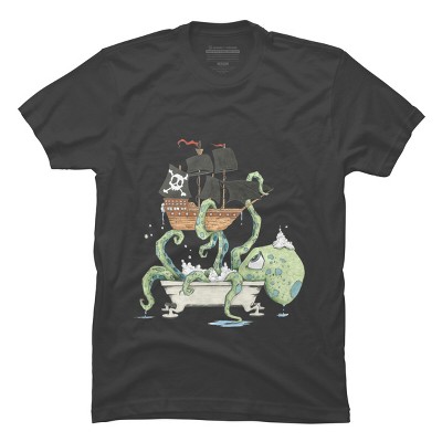 Men's Design By Humans Kraken in the Tub By Handclones T-Shirt