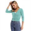 Clearlove Women's Cropped Bolero Cardigan – 3/4 Sleeve V-Neck Basic Classic Casual Button Down Knit Soft Sweater Top - 3 of 4
