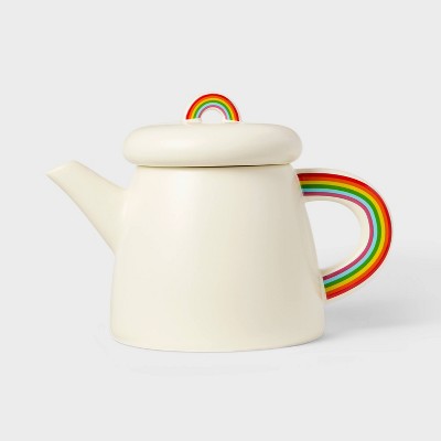 Pride 35 fl oz Spill the Tea Rainbow Ceramic Stoneware Teapot Cream
