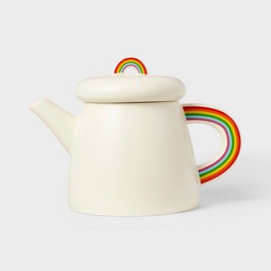 Pride 35 fl oz Spill the Tea Rainbow Ceramic Stoneware Teapot Cream - 1 of 3