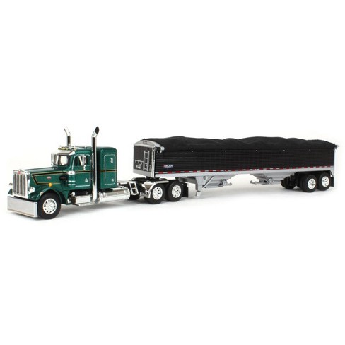 First Gear DCP 1/64 Green Peterbilt 359 36in Sleeper w/ Wilson Pacesetter  Hopper Bottom Grain Trailer 60-1686