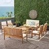 Luciano 8pc Acacia Wood Modern Chat Set: Weather-Resistant with Cushions - Christopher Knight Home - 2 of 4