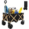 RISOKEYS Aluminum alloy folding wagon,Heavy Duty Utility Beach Wagon Cart for Sand with Big Wheels,Adjustable Handle&Drink Holders,Black - 4 of 4