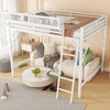 Queen Size Loft Bed with Ladder Metal Queen Loft Bed with Storage Shelves High Loft Bed for Kids Teens White - 2 of 4