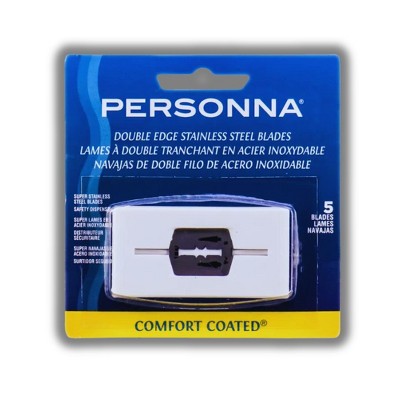 Personna Double Edge Stainless Steel Blades | Comfort Coated Stainless Steel | Smooth hair glide for cushioned shaves without irritation (5 Pack)