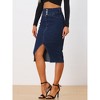 Allegra K Women's High Waist Split Hem Pencil Midi Casual Denim Skirt - 4 of 4