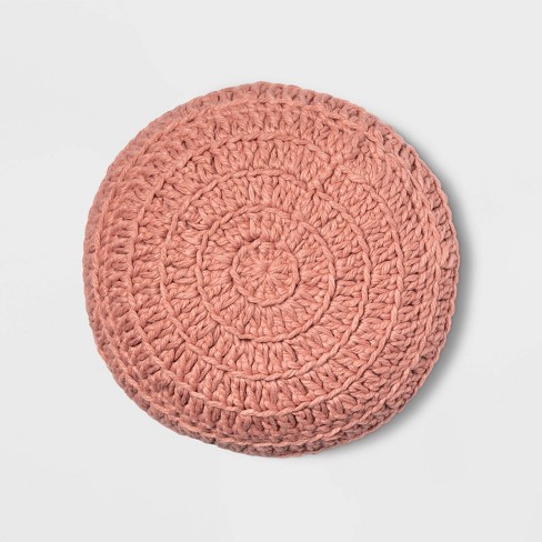 Hand Crochet Round Pillow Pink Opalhouse Target