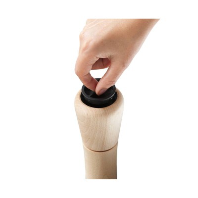 Natural Beech Wood No-Spill Pepper Mill with Stainless Steel Top