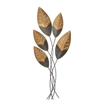 Contemporary Metal Leaf Wall Decor Gold - Olivia & May