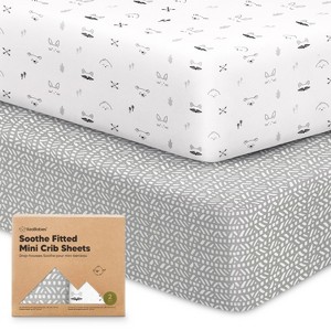 KeaBabies Mini Crib Sheets for Baby Girls, Boys, 2-Pack Soothe Pack and Play Sheets Fitted, Organic Pack N Play Mattress Sheet - 1 of 4