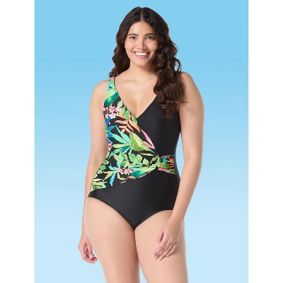 Roxanne Draped Sash Underwire Multi Tropical One Piece Swimsuit