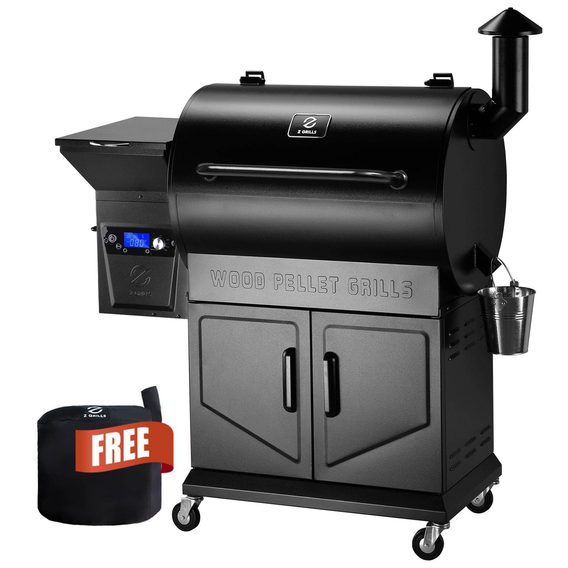 ZPG-700D7 Wood Pellet Grill BBQ Smoker Digital Control with Cover Black - Z Grills