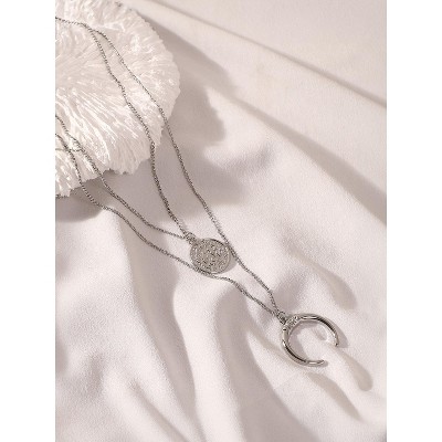 SOHI Women's Metallic Silver The Cosmo Multi-Layer Necklace