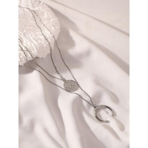 SOHI Women's Metallic Silver The Cosmo Multi-Layer Necklace - 1 of 4