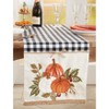 Saro Lifestyle Embroidered Pumpkins Design Plaid Table Runner, Black, 16" x 70" - 3 of 3