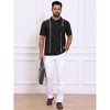INSPIRE CHIC Men's Striped Knit Chest Pocket Short Sleeve Golf Polo Shirts - 2 of 4