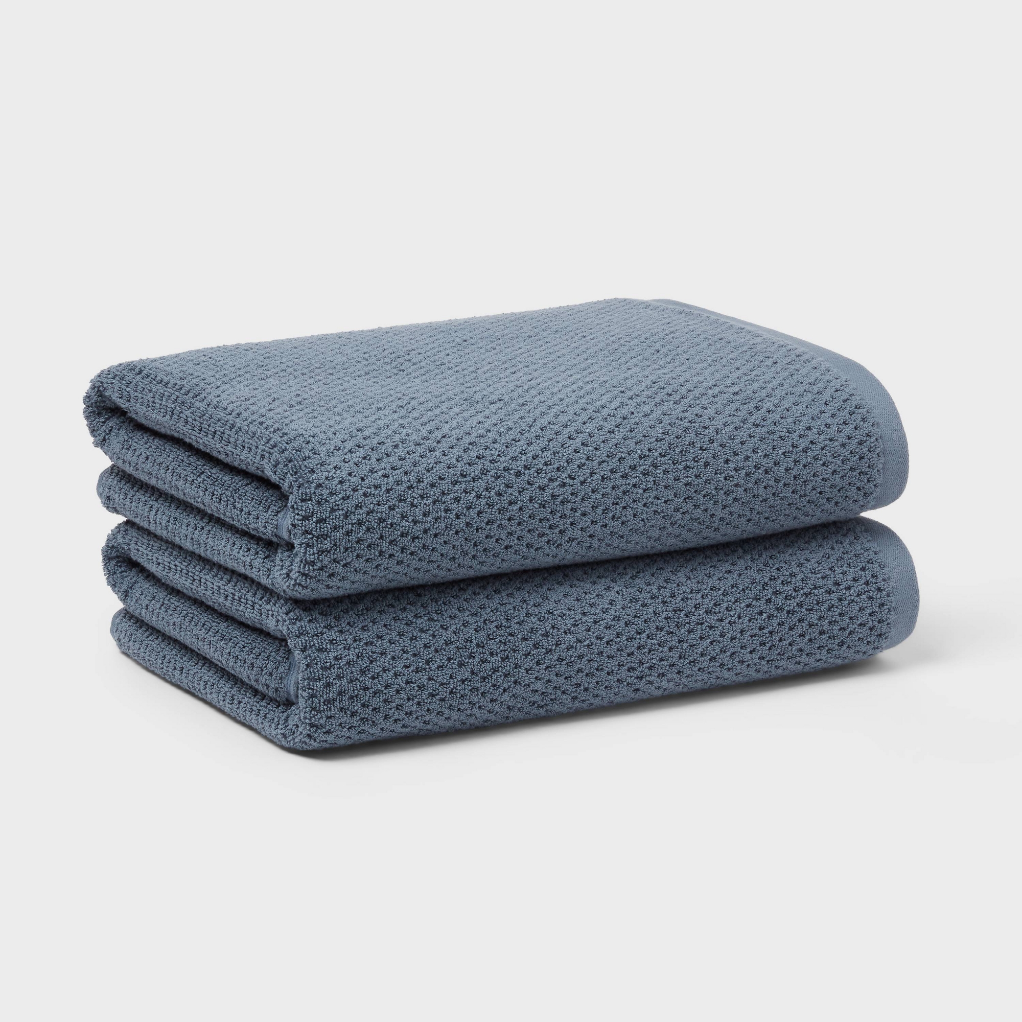 2pc Luxe Textured Dot Bath Towel Blue - Threshold™
