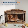 51.3" Corner Dog Crate Furniture with 360° Rotating Feeder, Indoor Wooden Dog Kennel End Table, Double Doors Dog Cage for Medium Dogs - 4 of 4