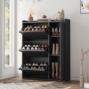 Garvee Shoe Cabinet with 3 Drawers, Wooden Shoe Organizer with Adjustable Shelf, Shoe Storage Cabinet, Hidden Shoe Cabinet for Hallway Living Room - 1 of 4