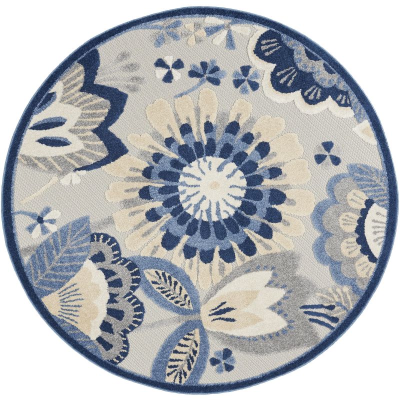 Nourison Aloha Floral Bordered Outdoor Area Rug, 1 of 12