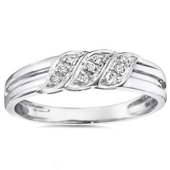 Pompeii3 Men's Diamond Wedding Ring 10K White Gold High Polished Band