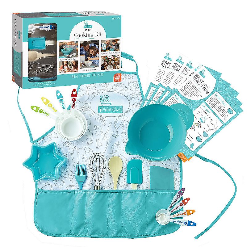MindWare Playful Chef: Deluxe Kid-Sized Utensils Cooking Set with Apron for Kids – Ages 4 & up – 23 piece set, 2 of 5