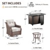 Buenhomino 7-Piece Small Patio Furniture Set, Outdoor Swivel Rocking Chairs Set with 50,000 BTU Fire Pit Table Wicker Chairs - 3 of 4