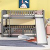 Okak Twin Over Twin Solid Wood Bunk Bed with Slide & Ladder & Safety Fence Low Bunkbeds for Toddler Kids Teens Easy Assemble Space-Saving, Gray - 2 of 4