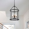 LLHZSY 4-Light Farmhouse Lantern Glass Pendant Chandelier With Water Ripple Glass - Black/Gold - 3 of 4