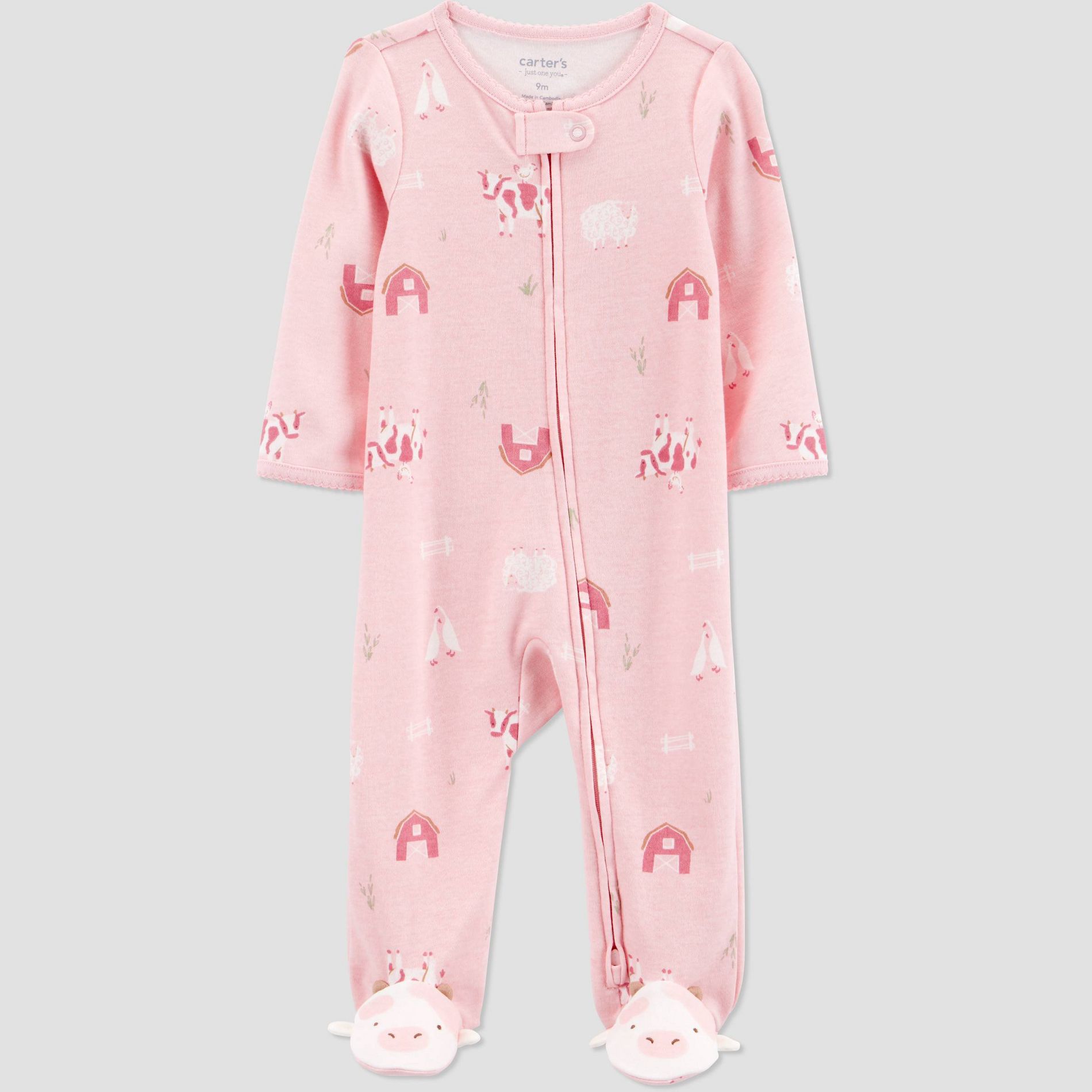 Carter's Just One You®️ Baby Girls' Farm Animals Sleep N' Play - Pink Newborn