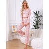 INSPIRE CHIC Women's 2 Pcs Pajama Cherry Print Ruffle Trim V-Neck Long Sleeve Top and Pants Set - 2 of 4