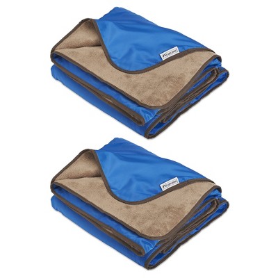 72” x 58” 2 Person Camp Blanket Lightspeed Outdoors XL Soft Plush Fleece Outdoor Stadium Rainproof and Windproof Picnic Blanket Blue 