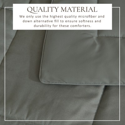 Full/Queen Dark Grey Reversible Down Alternative Microfiber Comforter Set