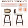 QingMoon Swivel Bar Stools Set of 2, 26" Counter Height Chairs, Faux Leather Upholstered Barstools with Walnut Back for Kitchen Island - 4 of 4