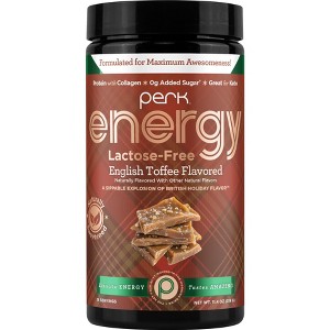 Perk Energy Lactose-Free Drink Mix, English Toffee Holiday Edition – 18 Servings, 100mg Caffeine, Collagen Protein, 0g Added Sugar - 1 of 4