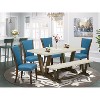 HomeStock 6-Piece Rectangle Distressed Jacobean Finish Solid Wood Top Dining Table with 1-Bench, 4-Chairs - 2 of 4