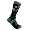 Crazy Dog T-Shirts I Hate People Socks Funny Camping Sarcastic Introvert Outdoor Cool Joke Sock  (Black) - Mens (7-12) - 2 of 4