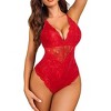 Avidlove Women Snap Crotch Lingerie Sexy Lace Bodysuit Deep V Teddy One Piece Lace Babydoll Black XXL - 4 of 4