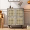 Vynxaria 4-Door Rattan Mesh Storage Cabinet, Sideboard with 8 Storage Spaces - for Entryway, Living Room, Hallway - 2 of 4