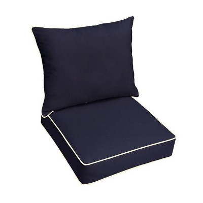 Sunbrella Outdoor Seat Cushion Navy/Ivory