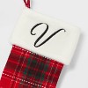 20" Plaid Monogram Christmas Holiday Stocking with Faux Fur Cuff Red/Green/White - Wondershop™ - 3 of 3