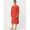 INSPIRE CHIC Men's Cotton Long Sleeves V Neck Chest Pocket Nightgown - 3 of 4