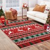 Christmas Area Rug, Washable Ultra-Thin Non-Slip Holiday Carpet with Reindeer & Snowflake Print for Living Room Bedroom Entryway, Red - 2 of 4