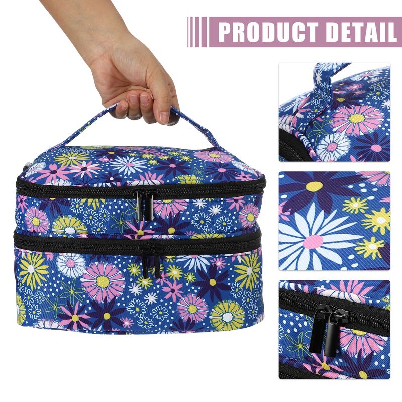 Unique Bargains Double-Layer Nylon Flower Pattern Nail Polish Carrying Case 1Pc, 3 of 7