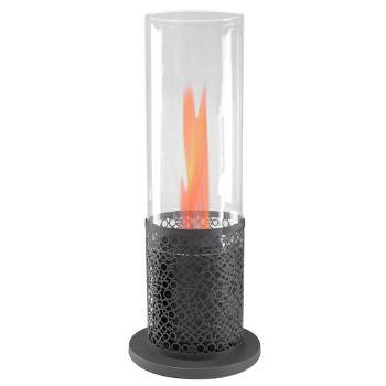 Northlight 19.75" Bio Ethanol Round Portable Tabletop Fireplace with Black Decorative Base