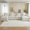 149.6" Modern Sofa Modular Sofa Couch Upholstered Corduroy L-Shape Sectional Sofa with Side Storage Pockets for Living Room, Beige - 2 of 4