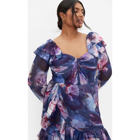 Women's Plus Size Crysta Floral Dress - violet | CITY CHIC - image 1 of 4