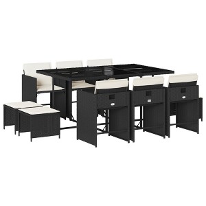 vidaXL 9 Piece Patio Dining Set with Cushions Poly Rattan - 1 of 4