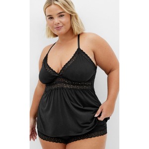 Women's Plus Size Viva Short Cami Set - black | CITY CHIC - 1 of 4