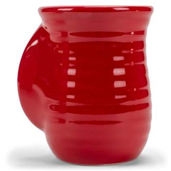 Elanze Designs Ribbed 14 ounce Ceramic Stoneware Handwarmer Mug, Red